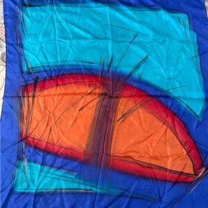 Authentic Sylvie Costet Paris Hand-Painted Natural Silk Scarf – Abstract Art